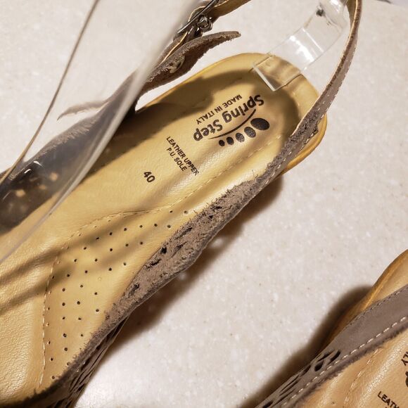 spring step Orella Perforated Sandals Ankle Strap EU 40 US 9.5 Light Brown - Picture 5 of 7